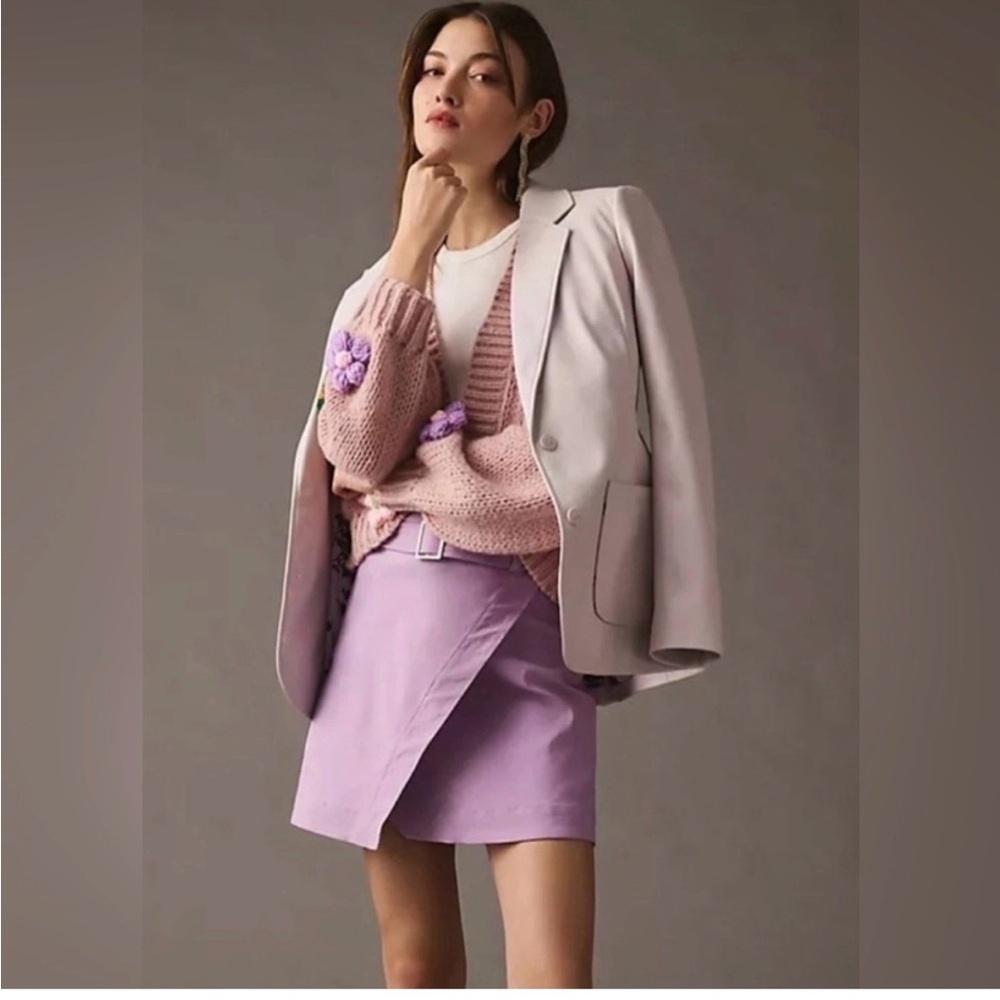 NWT Anthropologie Stylish Lavender Faux Leather Blazer